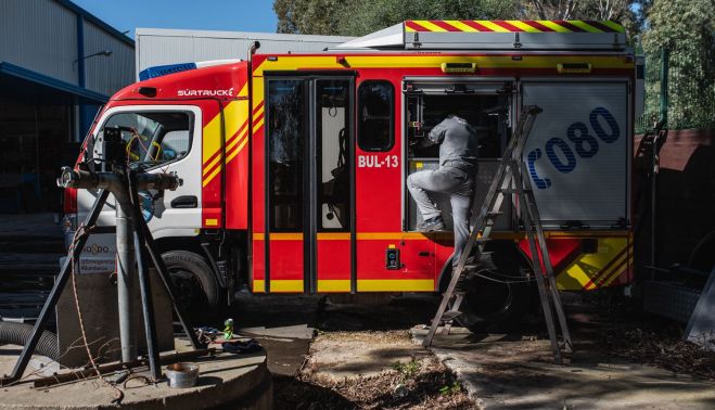 Uno de los camiones de bomberos que fabrica la empresa sevillana.