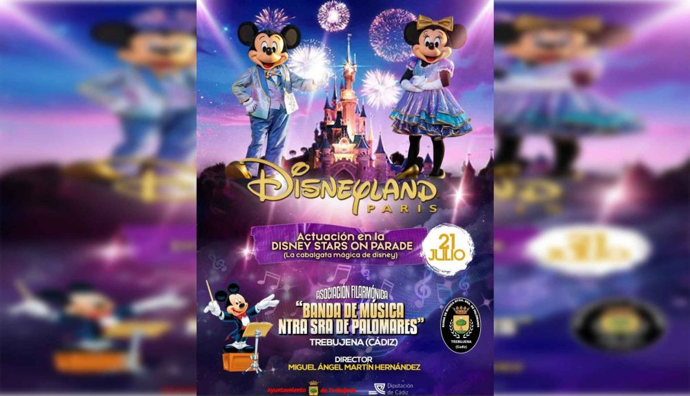 Cartel que anuncia el desfile de la banda en Disneyland París.